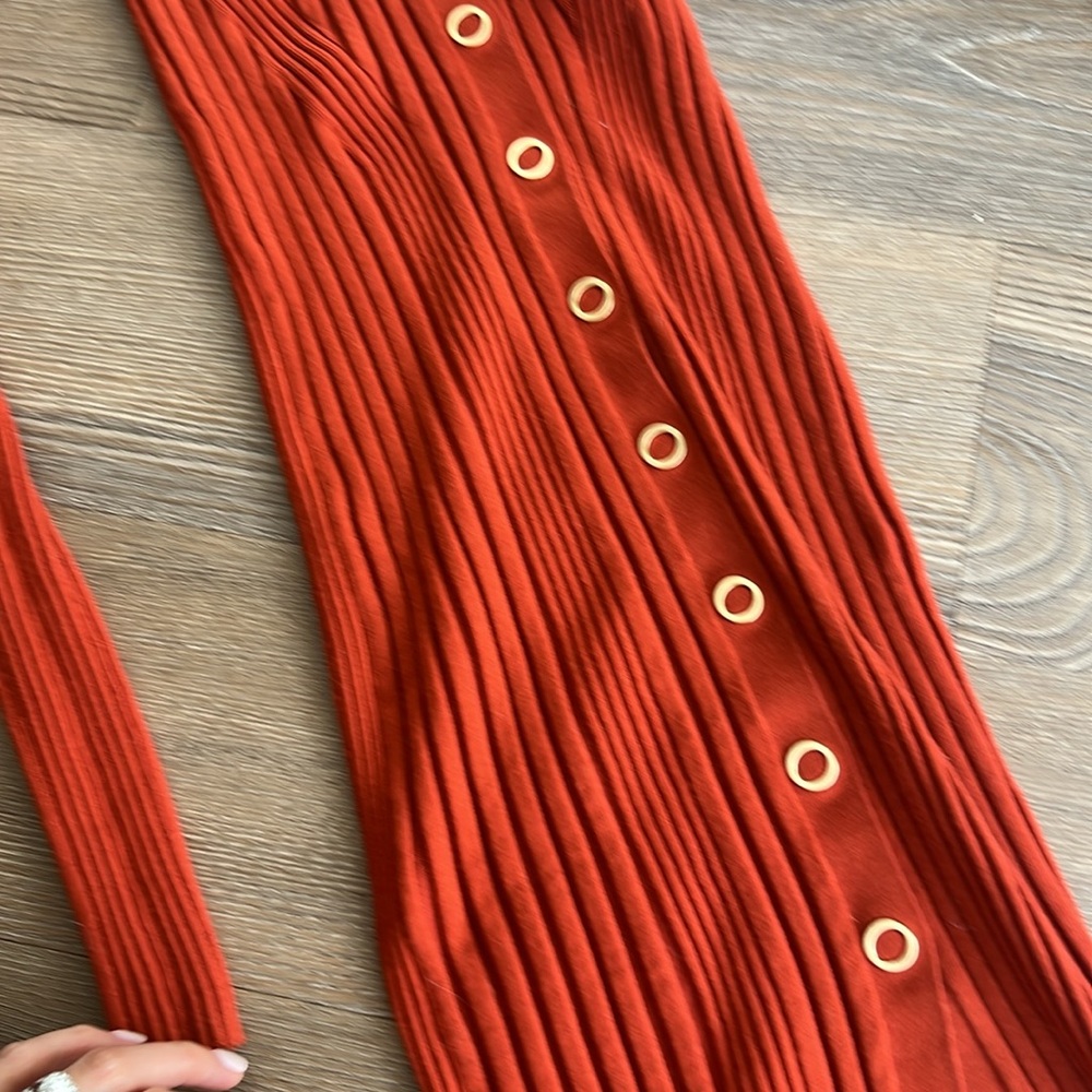 Dion Lee Gradient ribbed button-up dress in red - Picture 6 of 8